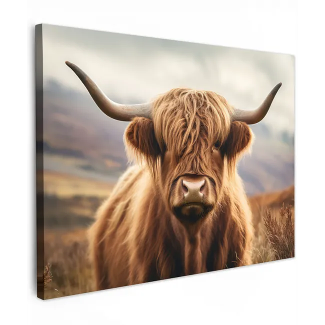 Canvas schilderij - Schotse hooglander - Landschap - Dier
