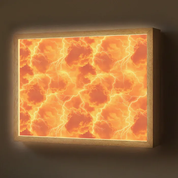 Bliksem - Storm - Oranje Light Box met batterij (Wandlamp) middel 907 -z3d_website