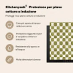 Schaak - Patroon - Groen Inductie beschermer vinyl 3mm middel 274 -zzzsfeer2_ITA