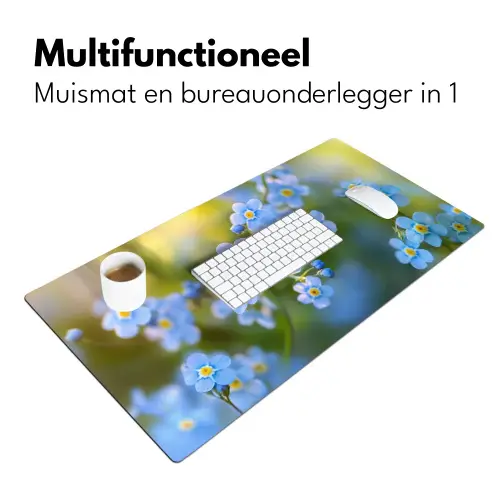 Bloemetjes - Blauw - Vergeet mij nietjes Muismat XXL klein -sfeer4