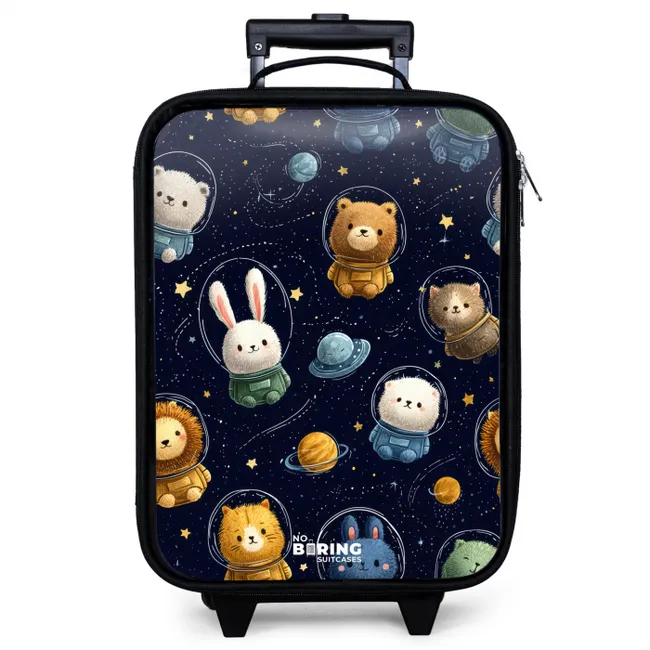 Dieren - Astronaut - Planeten - Sterren Kinderkoffer - Zwart klein -zzz_website3d