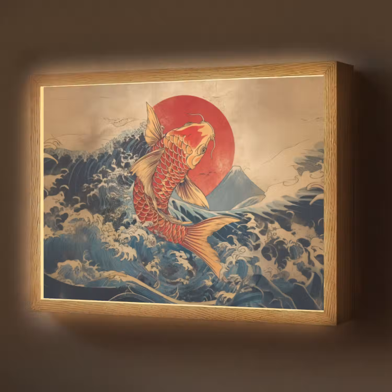 Lightbox - Wandleuchte - Koi - Meer - Wellen - Sonne