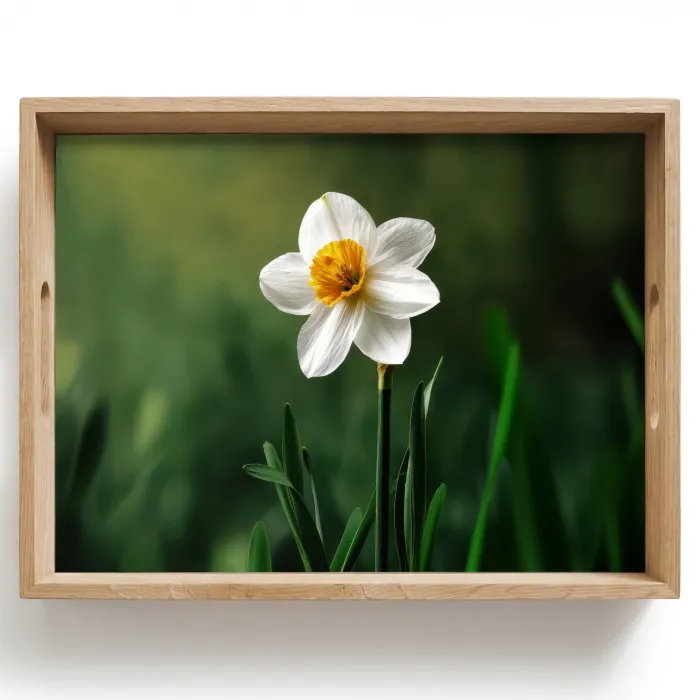 Narcis - Bloem - Wit - Grassprieten Dienblad Rechthoek middel -z3d_shopping