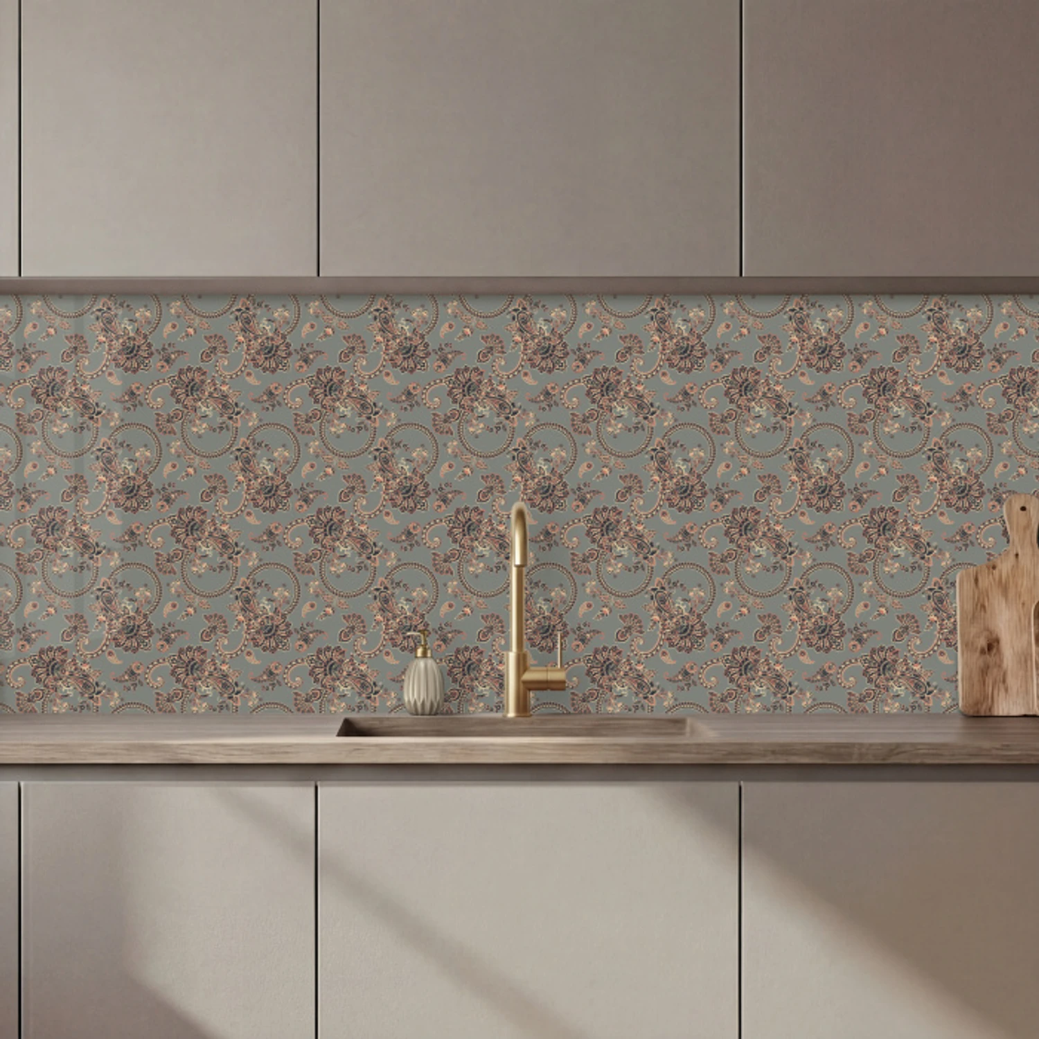 Donker - Bloemen - Sierlijk keuken achterwand 2 middel 871 zz_3dshopping