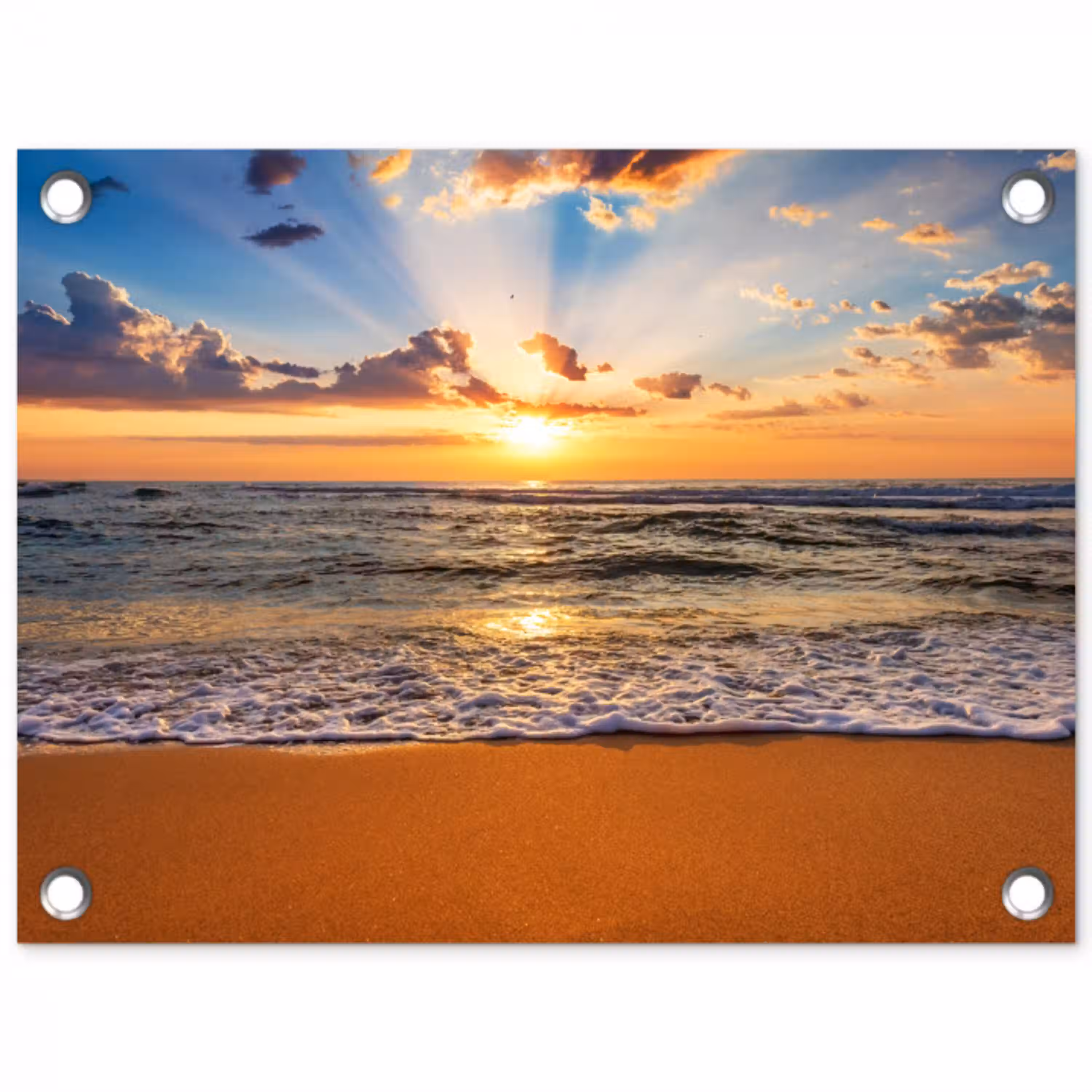 Strand - Zonsondergang - Zee - Wolken - Horizon tuinposter los doek klein -3d