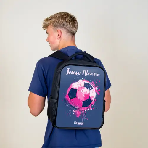 Voetbalvibes -  Verf - Roze - Blauw Rugzak - Zwart middel -sfeer8