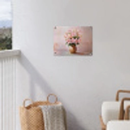 Vaas - Bloemen - Roze tuinposter los doek klein -sfeer8
