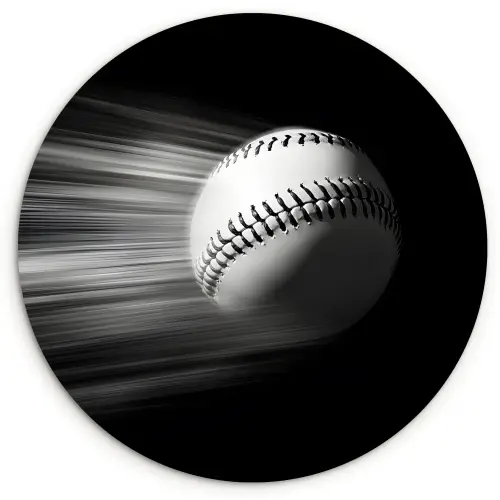Honkbal - Wit - Vliegt Wandcirkel kunststof plaat 5mm dik klein -3d