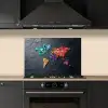 Wereldkaart - Edelstenen - Regenboog - Ruw keuken achterwand spatscherm klein -sfeer1