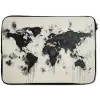 Wereldkaart - Zwart - Inkt laptophoes neopreen klein -zkaufland3dotto