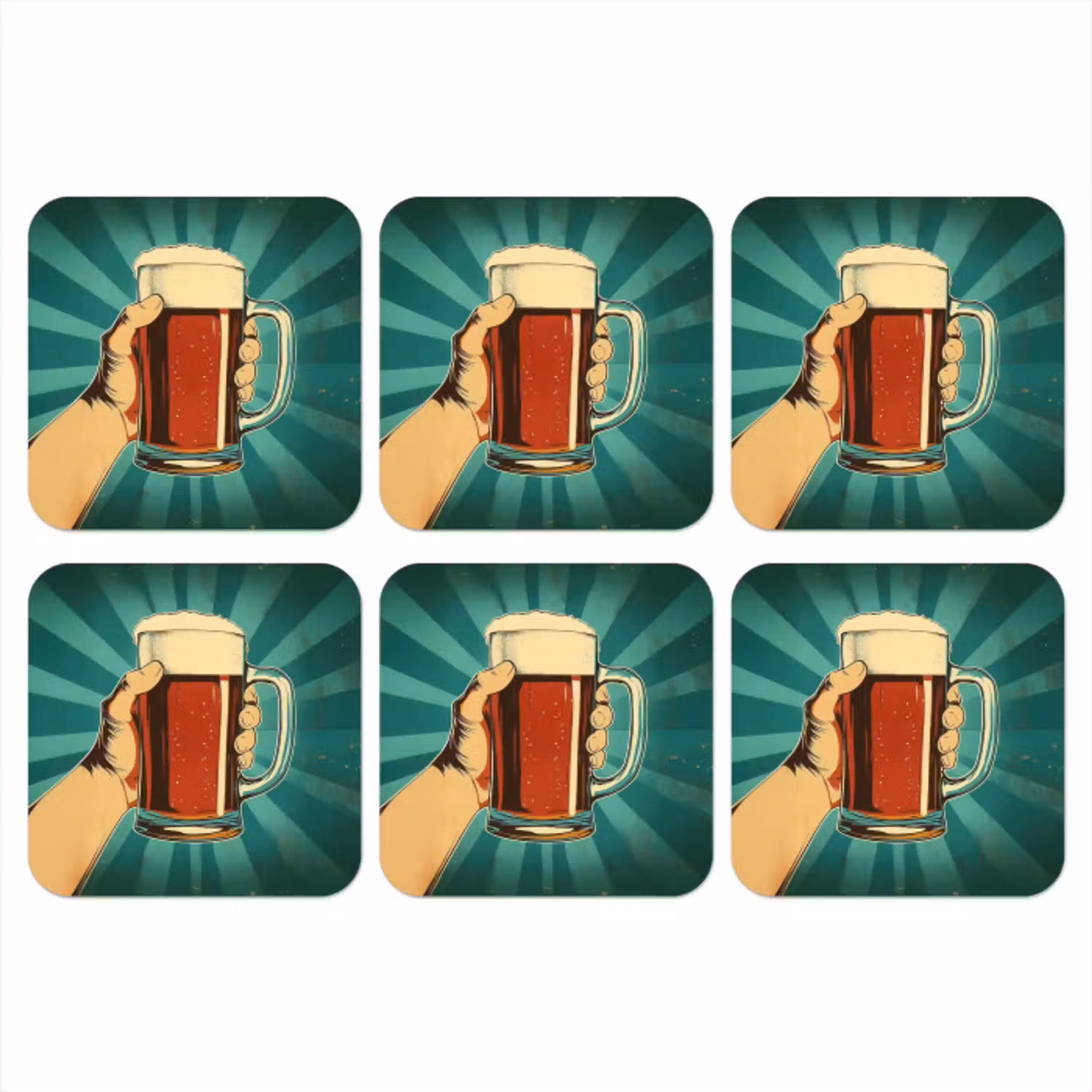 Bierglas - Schuim - Retro - Groen onderzetter kurk middel -3d