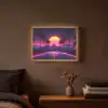 Horizon - Palmbomen - Bergen - Geel Light Box met batterij (Wandlamp) middel -sfeer4
