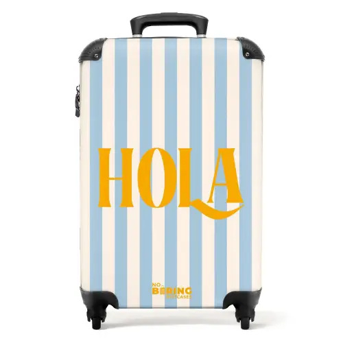 Quotes - Hola babyblauw en roomwit NBS - Handbagage koffer - Kinderen Unisex middel -productfoto_recht