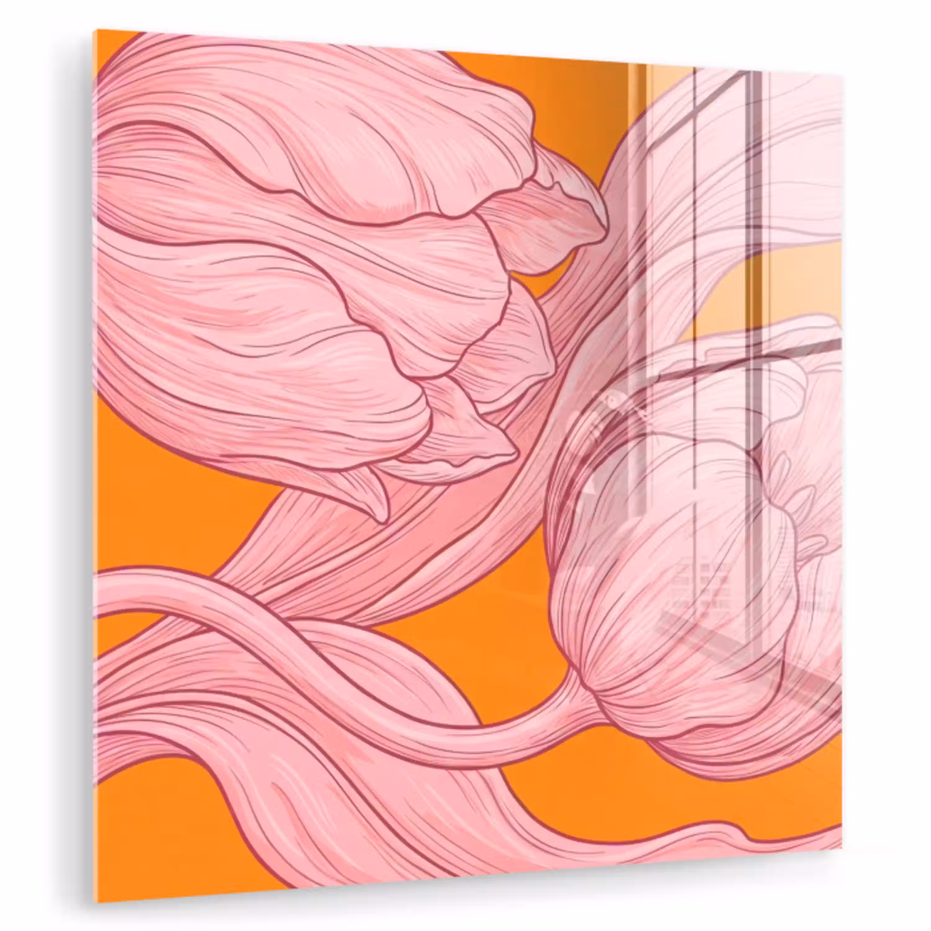 Roze bloemen - Modern plexiglas 5mm klein -zzzproduct_nieuw