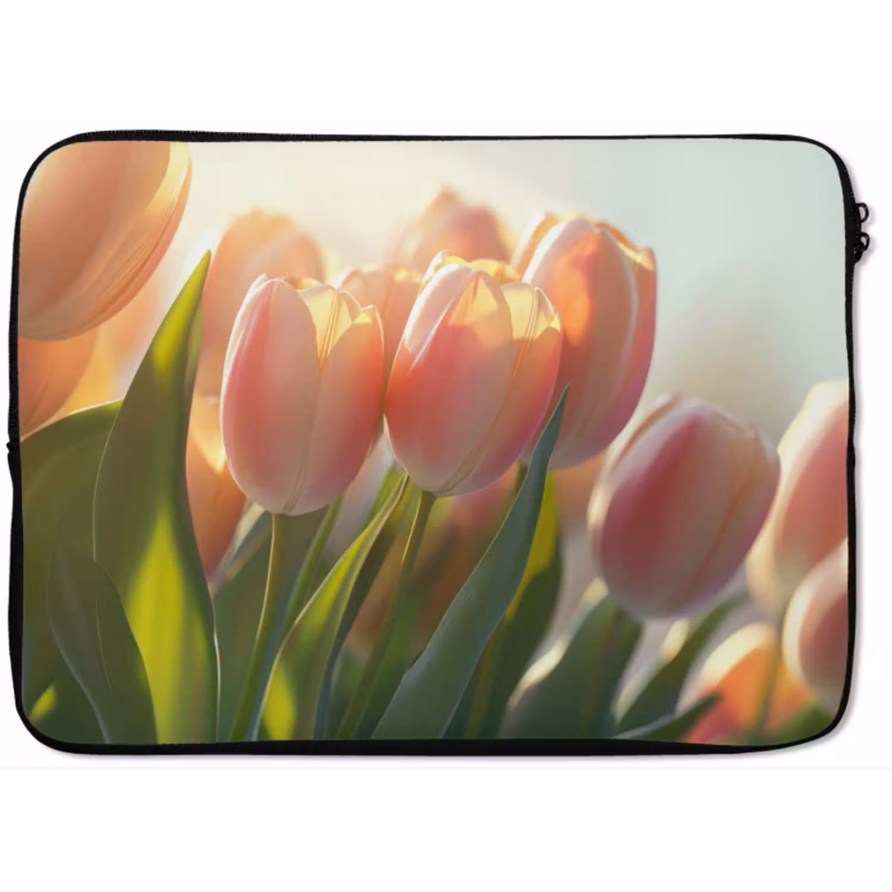 Tulpen - Roze - Zonnestralen laptophoes neopreen klein -zkaufland3dotto