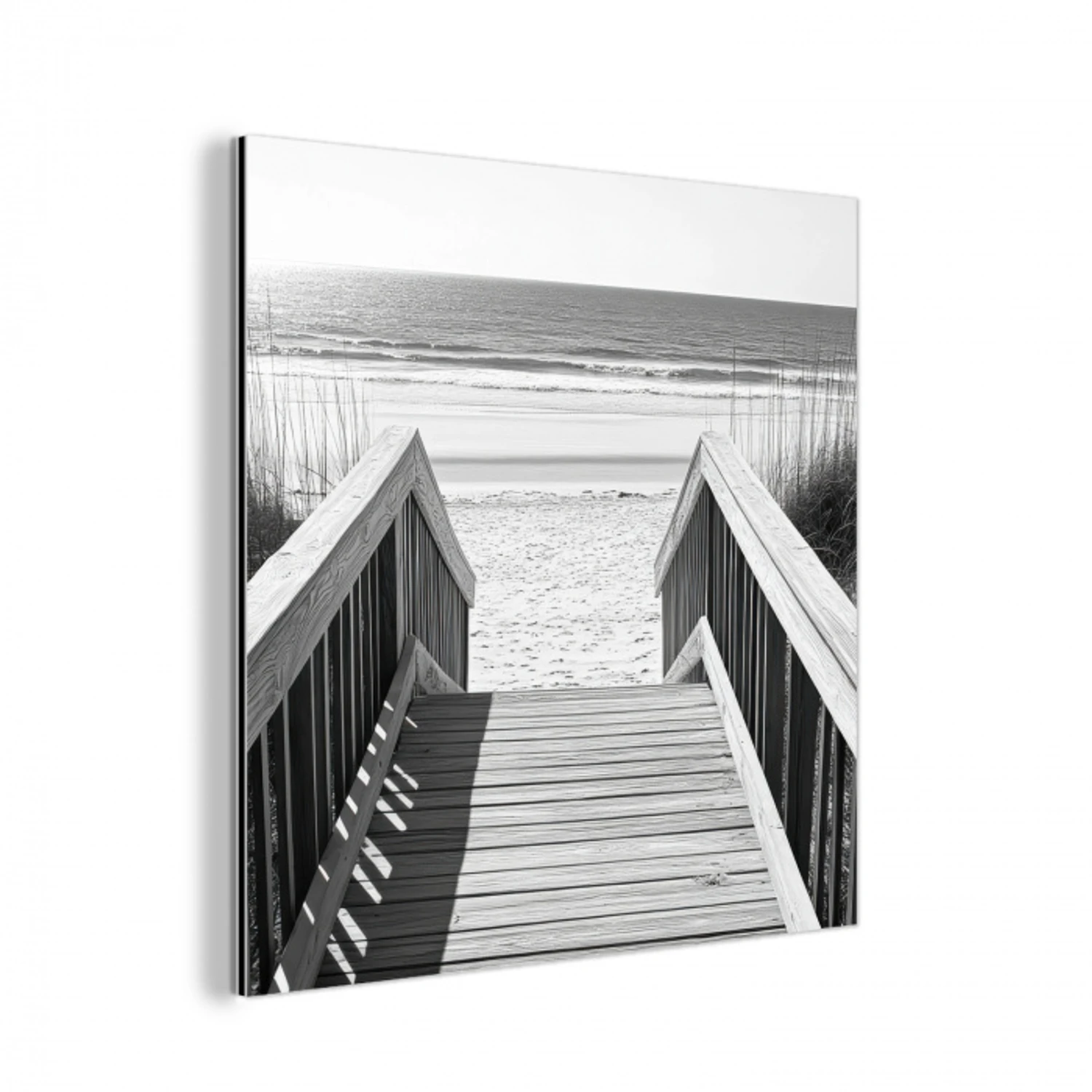 Loopbrug - Hout - Strand - Zee aluminium wit klein -3d