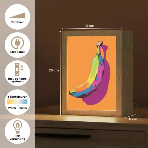 Felle kleuren - Banaan - popart Light Box met kabel (Tafellamp) klein -USP_NL