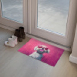 Pink - Hond - Bubbel Deurmat klein -sfeer3