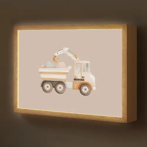 Kiepwagen - Auto - Beige Light Box met batterij (Wandlamp kind) middel -z3d_website