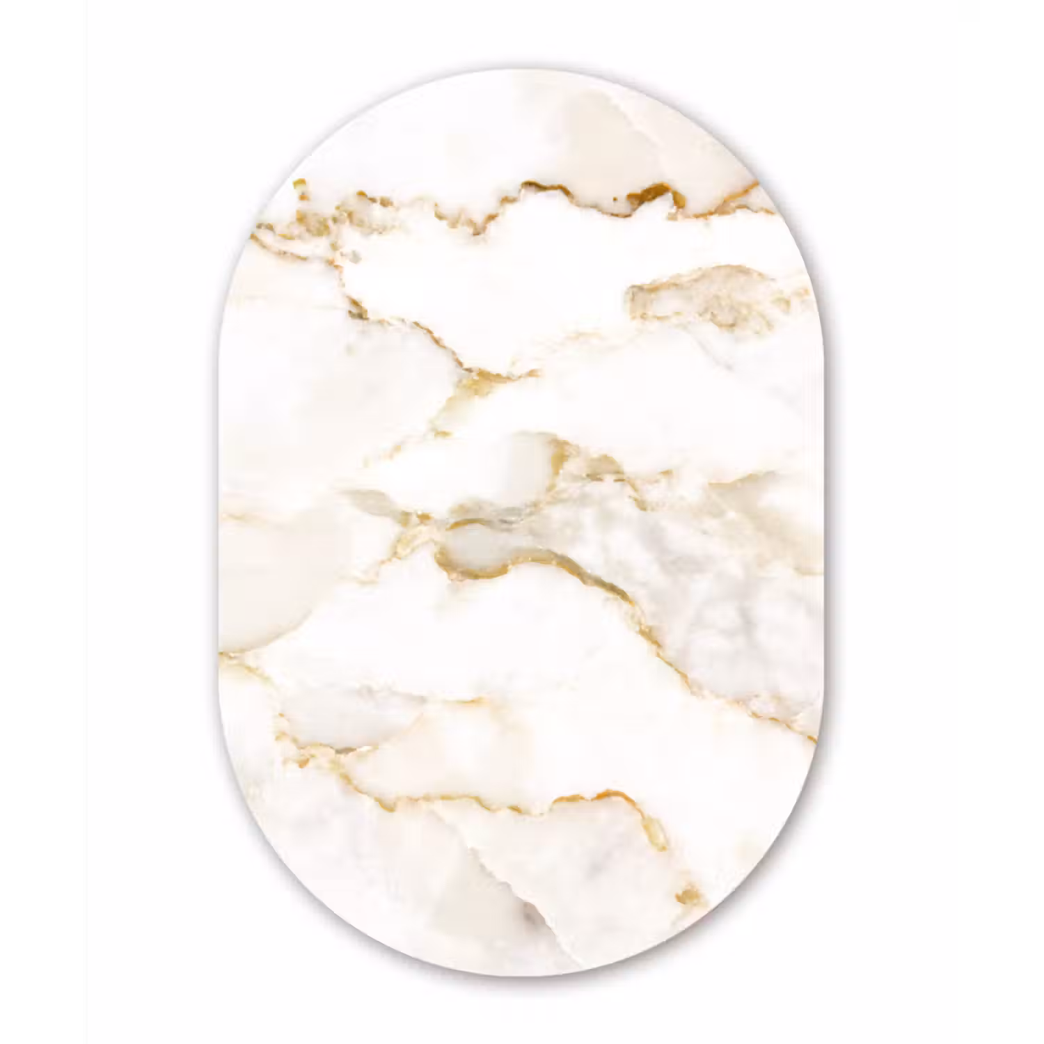 Muurovaal - Marmer - Kalk - Goud - Luxe - Marmerlook - Wit