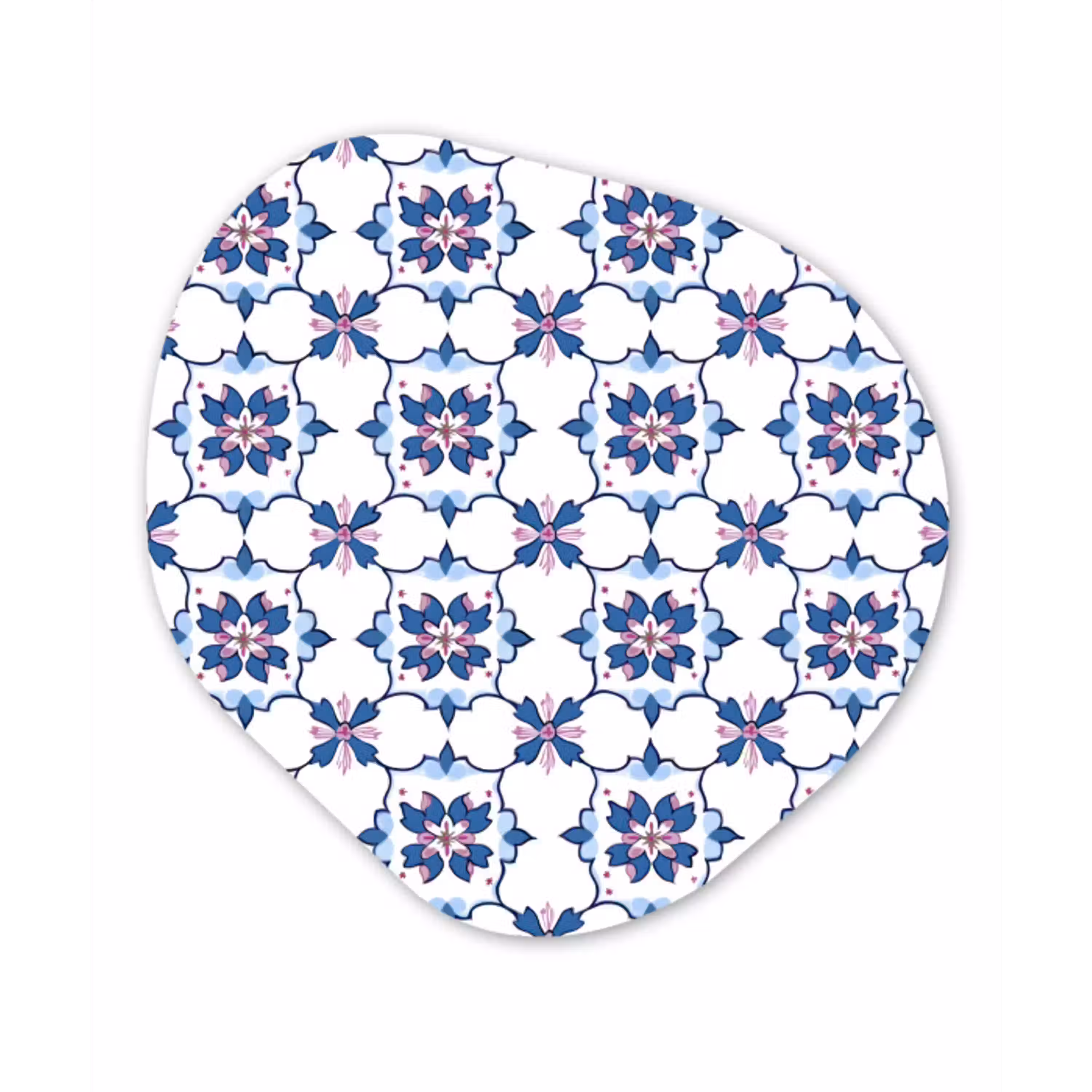 Modern - Patroon - Blauw - Roze Wandcirkel Organisch Forex 3mm klein 629 -3d