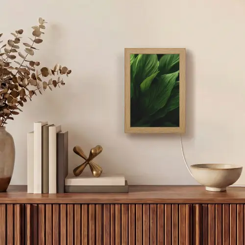 Bladeren - Schaduw - Groen - Textuur Light Box met kabel (Tafellamp) klein -sfeer2