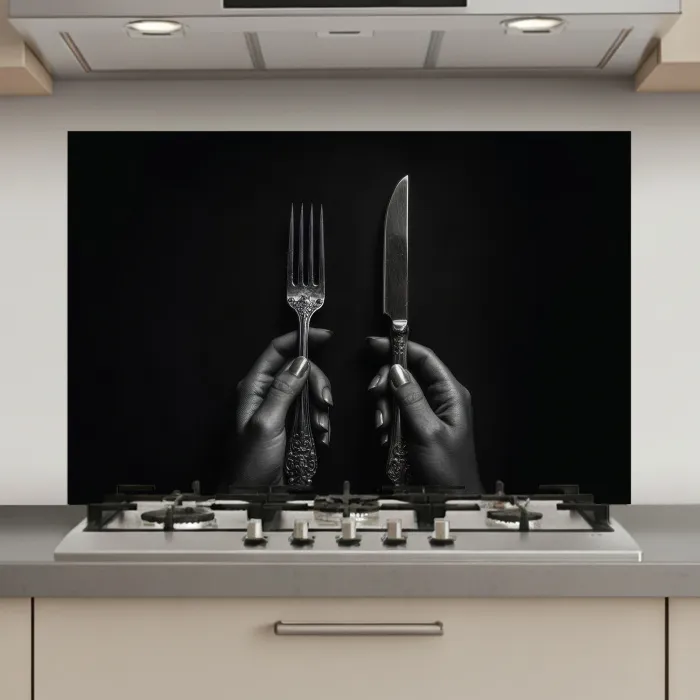Bestek - Zwart - Wit keuken achterwand spatscherm klein -3d_website