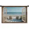 Doorkijk - Strandstoelen - Duinen - Zee - Natuur Wandkleed katoen klein -zz3d