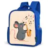 Muis - Saxofoon - Muzieknoten Kinderrugzak - Blauw middel -schuin