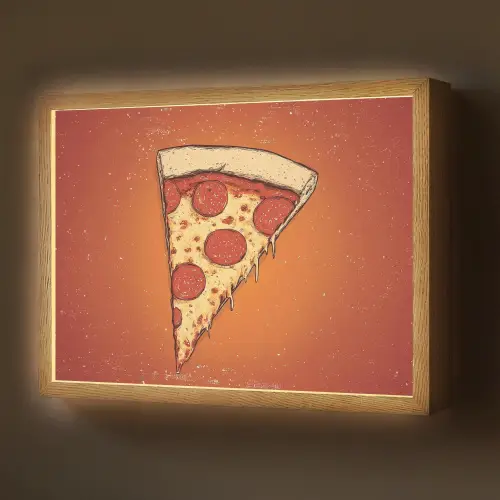 Pizza - Kaas - Rood - Pepperoni Light Box met batterij (Wandlamp) middel -z3d_website