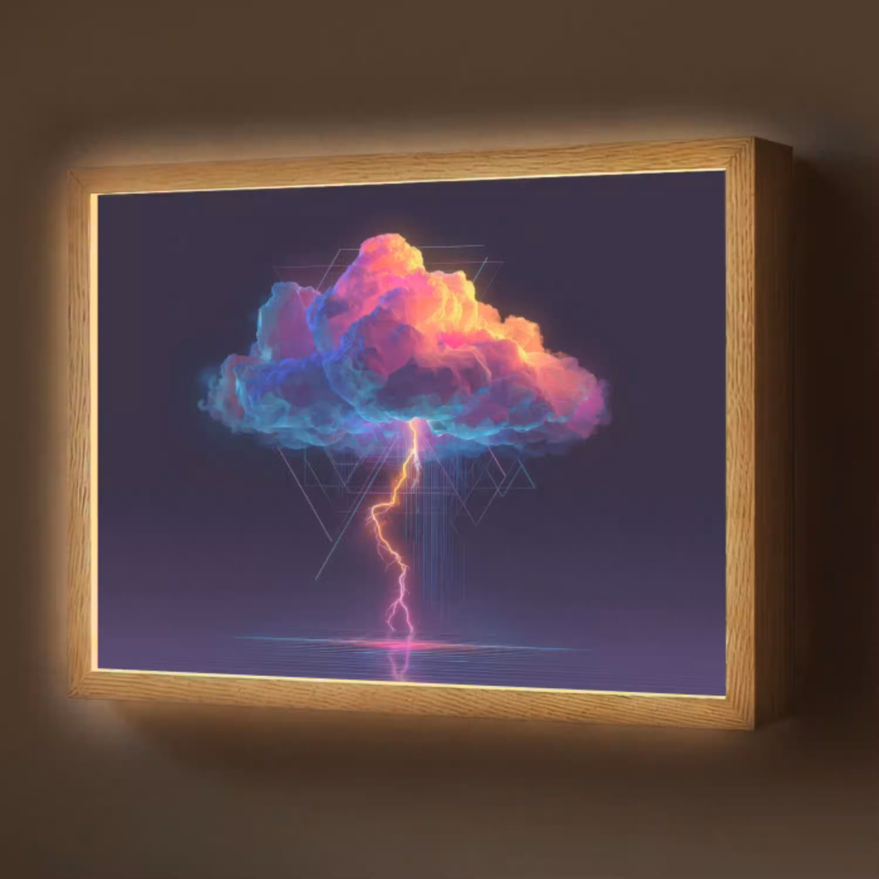Donderwolk - Bliksemschicht - Licht - Blauw Light Box met batterij (Wandlamp) middel -z3d_website
