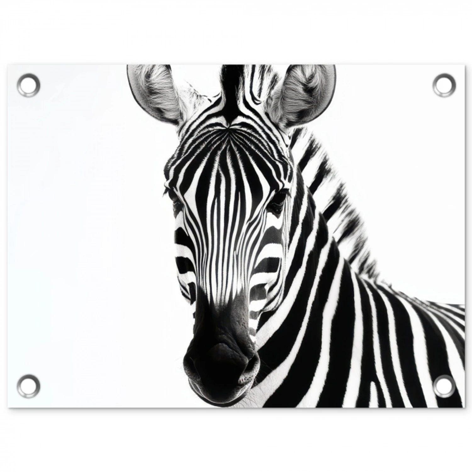 Zebra - Close-up - Zwart - Strepen tuinposter los doek klein -3d