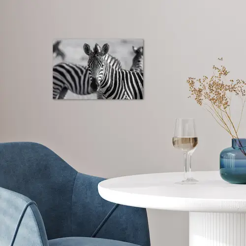 Zebra's - Zwart - Wit poster papier klein -sfeer3