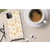 Boho - Print - Ogen - Maan - Veren - Beige Hoesje iPhone 12 Pro met koord klein -oordop
