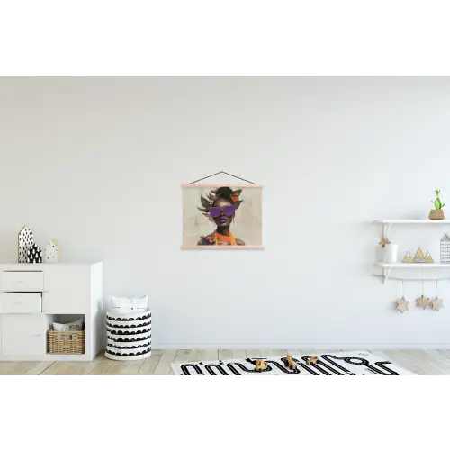 Vrouw - Zonnebril - Vlinder - Bloemen textielposter latten blank klein -kinderkamer