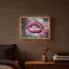 Lippen - Felroze - Graffiti - Verfstrepen Light Box met batterij (Wandlamp) middel -sfeer4