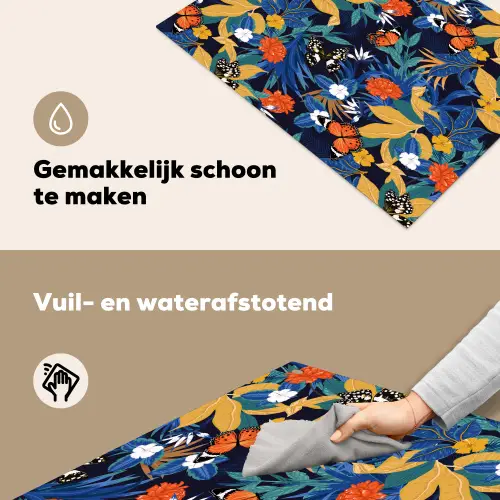 Zomer - Vlinder - Marineblauw - Blauw Inductie beschemer met haakjes klein 777 -ky-schoon-nl