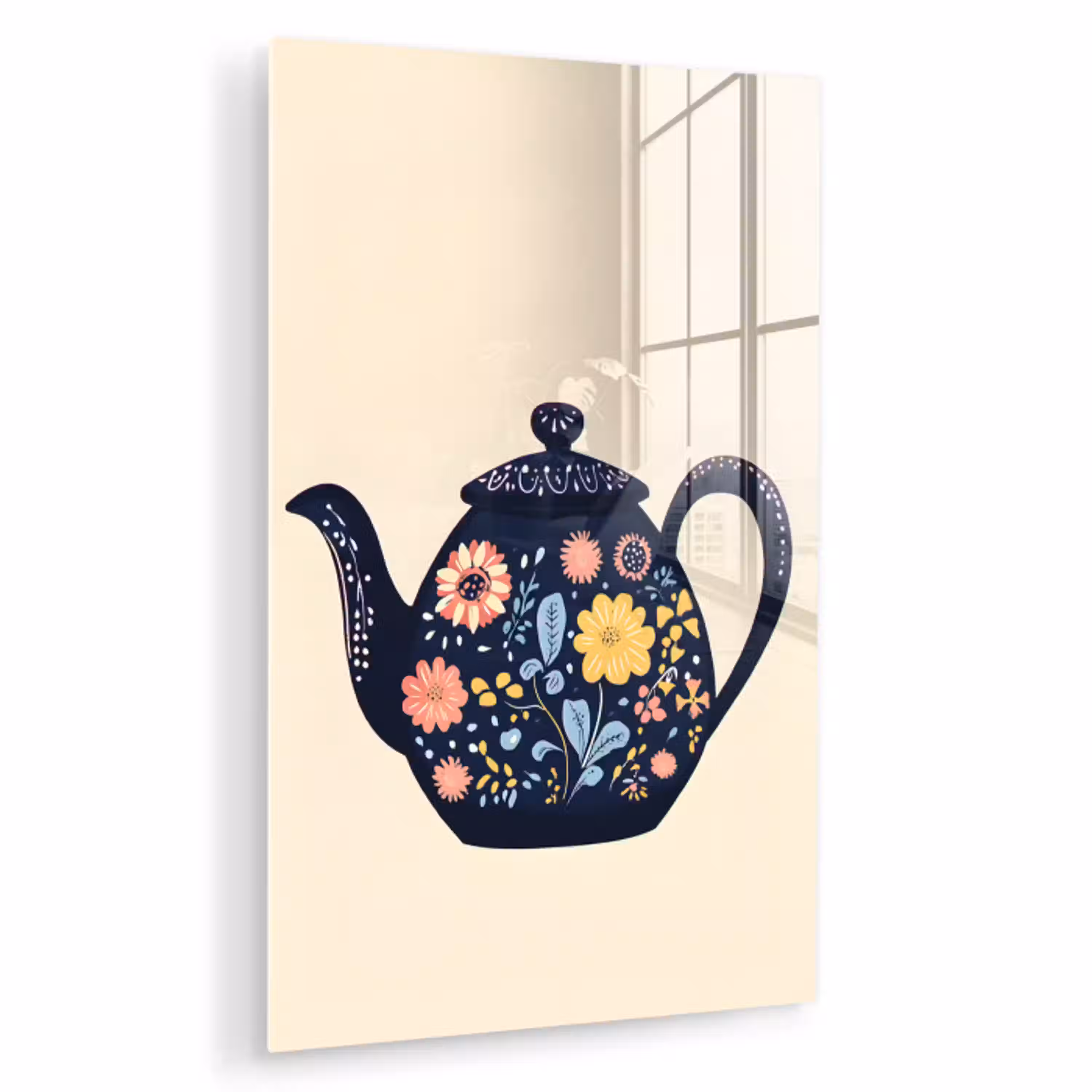 Theepot - Kleurrijk - Bloemen plexiglas 5mm klein -zzzproduct_nieuw