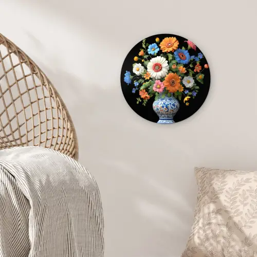 Vaas - Boeket - Bloemen - Kleur Wandcirkel plexiglas klein -sfeer5