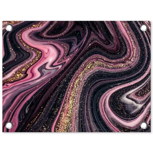 Marmerlook - Roze - Paars - Goud - Luxe - Marmer tuinposter los doek klein -3d