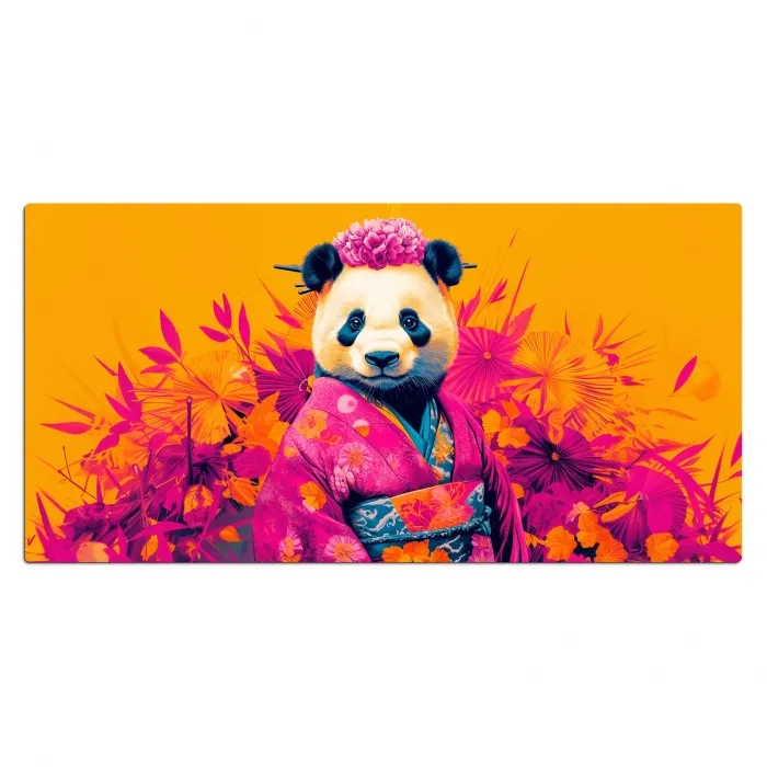 Kimono - Roze - Panda - Bloemenkroon Muismat XXL klein -3d_leeg