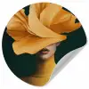 Vrouw - Hoed - Geel Wandcirkel behangsticker klein -3d
