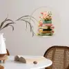 Boeken - Stapel - Bloemen - Kleurrijk Wandcirkel kunststof plaat 5mm dik klein -sfeer4