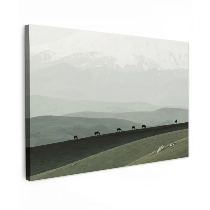 Grijs - Berg - Paarden canvas 2cm klein -z3d