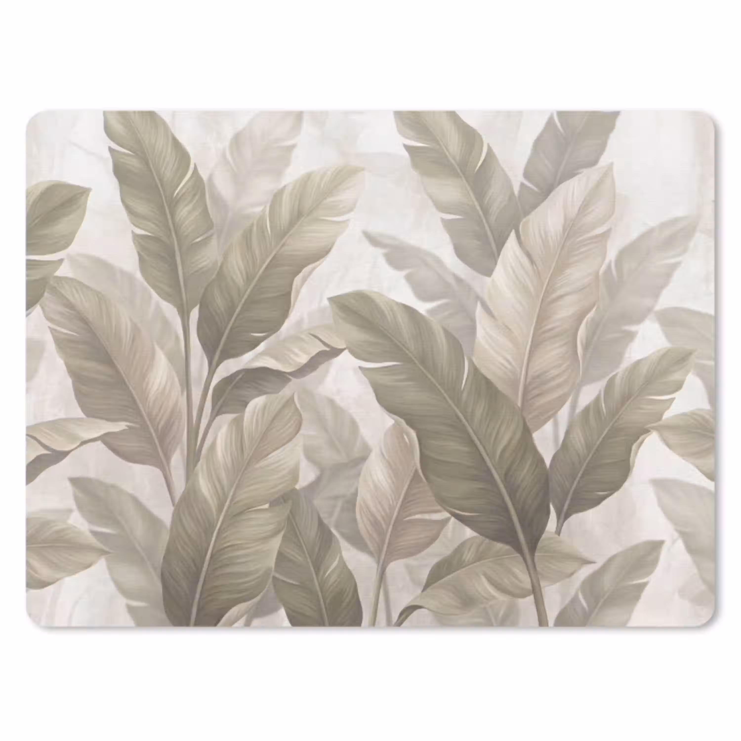 Bladeren - Tropisch - Natuur - Abstract - Beige muismat rubber klein -3d