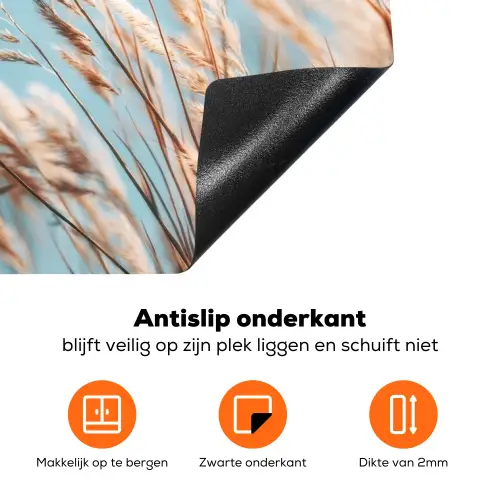 Siergras - Wind - Lichtbruin Inductie beschermer vinyl 3mm klein -zzzzzzz-td-onderkant