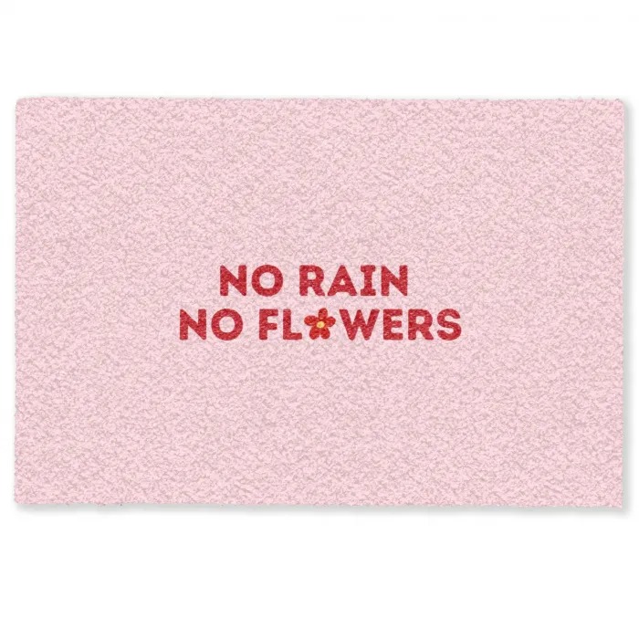 No rain no flowers - Minimalistisch - Roze - Bloem Deurmat klein -zkaufland3d