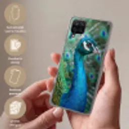 Pauw - Veren - Blauw Telefoonhoesje Samsung Galaxy A12 klein -sfeer3_NL
