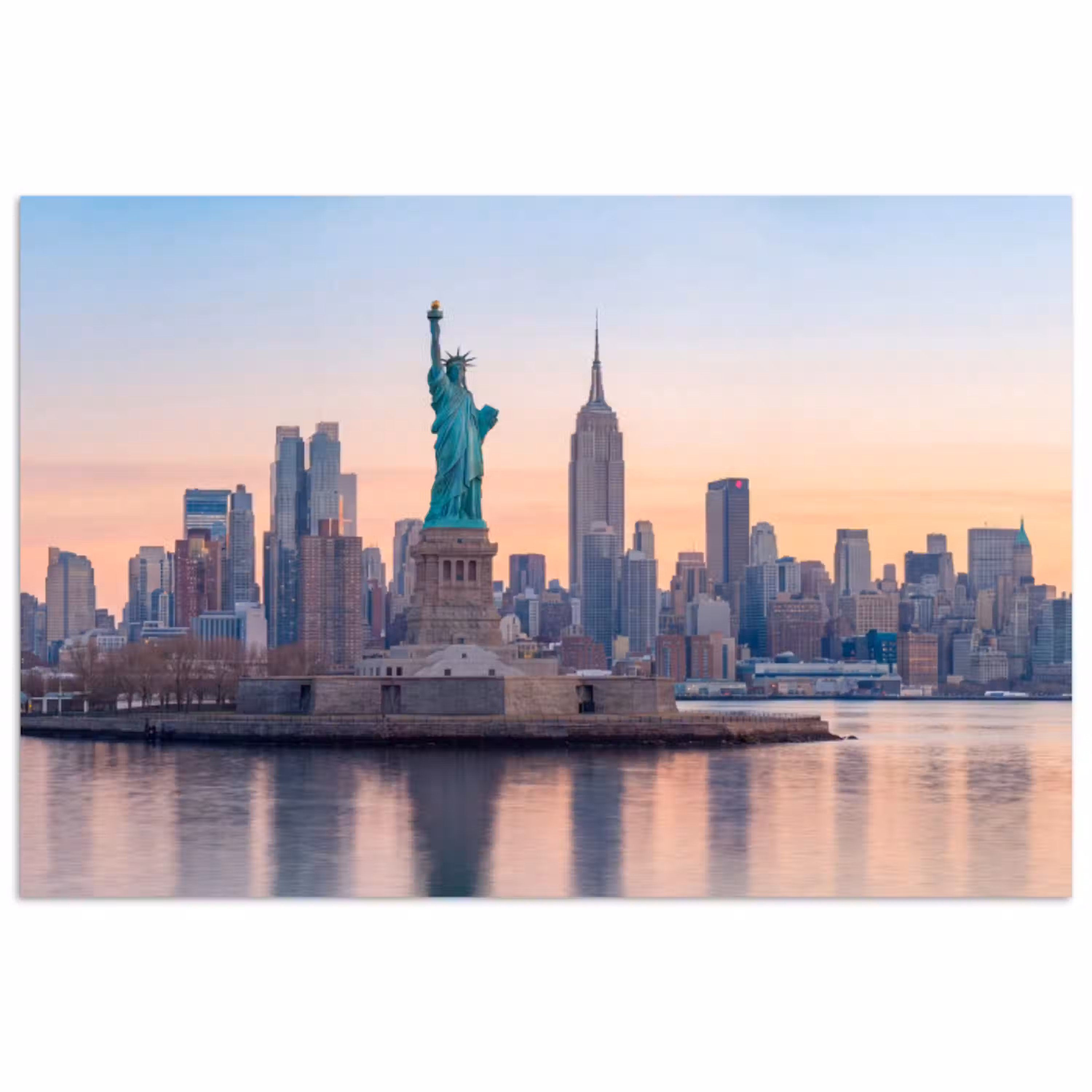 Vrijheidsbeeld - New York - Zonsopgang - Stad - Architectuur poster papier klein -3d