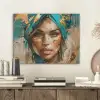 Vrouw - Portret - Goud - Luxe - Blauw PET vilt klein -sfeer1